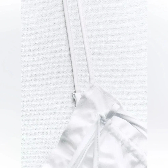 ZARA RUCHED BOW TRENCH COAT WHITE DRESS - Picture 3 of 6